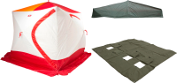 Зимняя палатка Медведь Куб 4 Люкс (2.3*2.3/2.0m) утеплённая (3-сл) + Пол (ткань Оксфорд  600D) + накидка