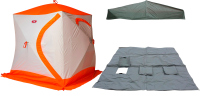 Зимняя палатка Медведь Куб 2 Люкс (1.8*1.8/1.8m) утеплённая (3-сл) + Пол (ткань Оксфорд 300D) + накидка