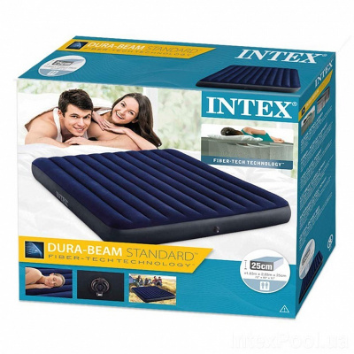 Надувной матрас 183х203х25см Intex Classic Downy Airbed Dura-Beam