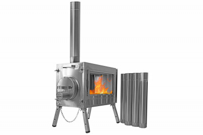 Печь Берег для палатки "Камин" Большая New (труба - 80мм)