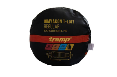 Спальный мешок кокон Tramp Oimyakon T-Loft Regular Olive (левый) 225*80*55 см (-30°C)
