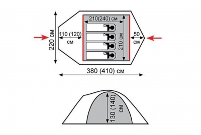 Палатка Экспедиционная Tramp Mountain 4 Green (V2)