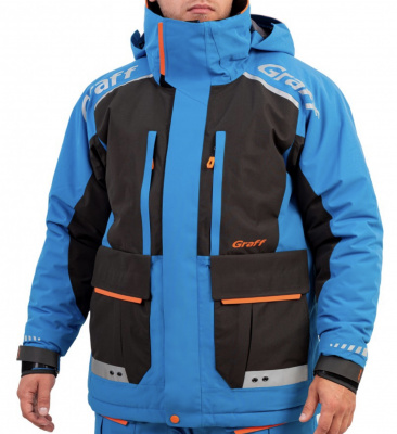 Костюм рыболовный Graff (поплавок -15°С) (215ОВ-3 черно-голубой) размер XXL (176-182)