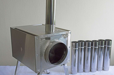 Печь Берег для палатки  "Экономка" Малая New (съемные экраны - труба 65мм)