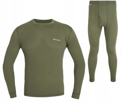Термобелье Graff Duo Skin 300 футболка + кальсоны (оливковый) размер M