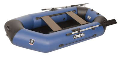 Лодка гребная под мотор Sharks S280 Люкс синий/чёрный (пол-книжка)