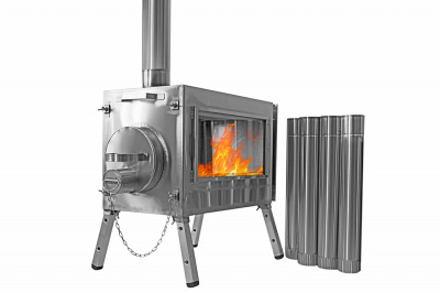 Печь Берег для палатки "Камин" Большая New (труба - 80мм)