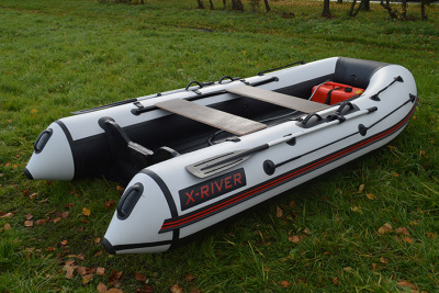 Надувная ПВХ лодка X-River Agent 360 НДНД (серо-белая , серая фурнитура)