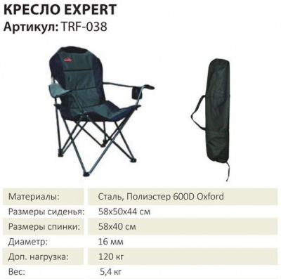 Кресло карповое, фидерное, складное, туристическое, для рыбалки Tramp Expert TRF-038
